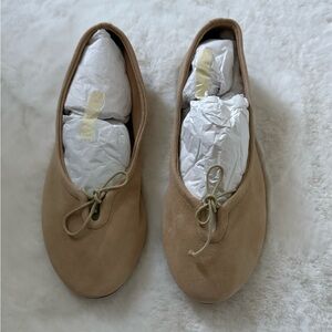 New Soft Suede Chic Beige Ballet Flats